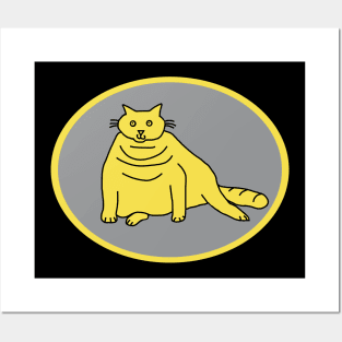 Illuminating Chubby Cat on Ultimate Gray Oval Posters and Art